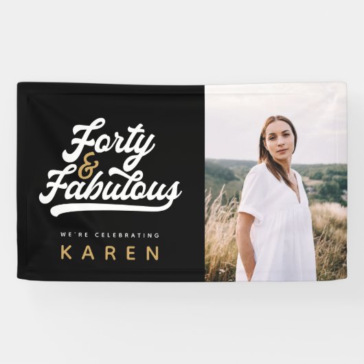 40と素晴らしい誕生日のフォトバナー 横断幕 (横)