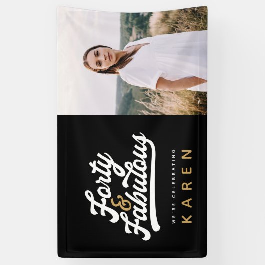 40と素晴らしい誕生日のフォトバナー 横断幕 (縦)