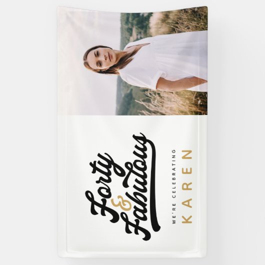 40と素晴らしい誕生日のフォトバナー 横断幕 (縦)