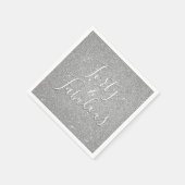 40と素晴らしい誕生日シルバーグリッター スタンダードカクテルナプキン (角)