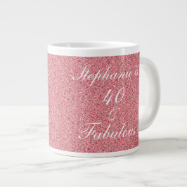 40と素晴らしい誕生日バラピンク赤面グリッター ジャンボコーヒーマグカップ