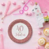 40と素晴らしい誕生日バラ金ゴールドグリッター ペーパープレート (パーティー)