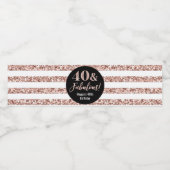 40と素晴らしい誕生日バラ金ゴールドストライプグリッター ペットボトルラベル (シングルラベル)