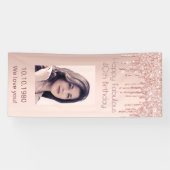 40と素晴らしい誕生日バラ金ゴールド写真グリッター 横断幕 (横)