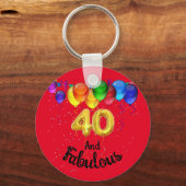 40と素晴らしい誕生日バルーン キーホルダー (正面)