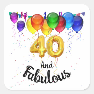 40と素晴らしい誕生日バルーン スクエアシール