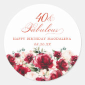 40と素晴らしい誕生日パーソナライズされたカスタム ラウンドシール (正面)