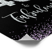 40と素晴らしい誕生日パーティサインブラック&パープル ポスター (角)