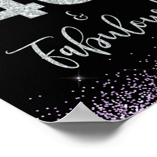 40と素晴らしい誕生日パーティサインブラック&パープル ポスター (角)