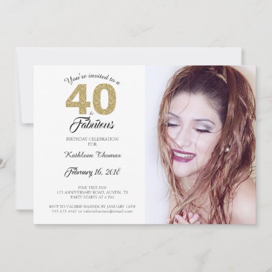 40と素晴らしい誕生日パーティフォト招待状 招待状 (正面)
