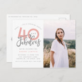 40と素晴らしい誕生日パーティーの写真の招待状 ポストカード (正面/裏面)