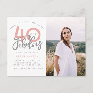 40と素晴らしい誕生日パーティーの写真の招待状 ポストカード