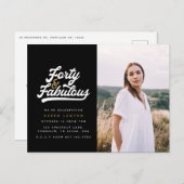 40と素晴らしい誕生日パーティーの写真の招待状 ポストカード (正面/裏面)