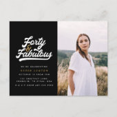 40と素晴らしい誕生日パーティーの写真の招待状 ポストカード (正面)