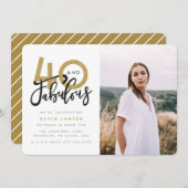 40と素晴らしい誕生日パーティーの写真の招待状 招待状 (正面/裏面)