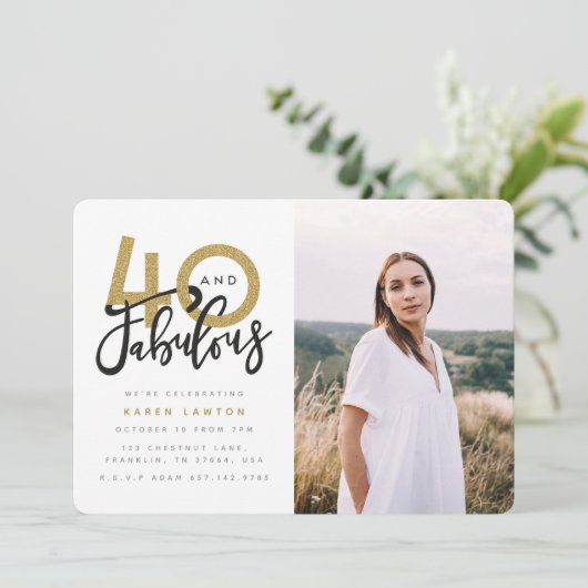 40と素晴らしい誕生日パーティーの写真の招待状 招待状 (スタンド正面)