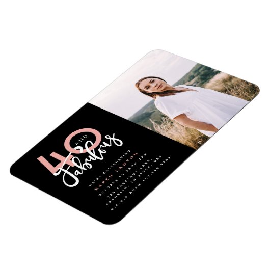 40と素晴らしい誕生日パーティーの写真の招待状ma マグネット (左側)