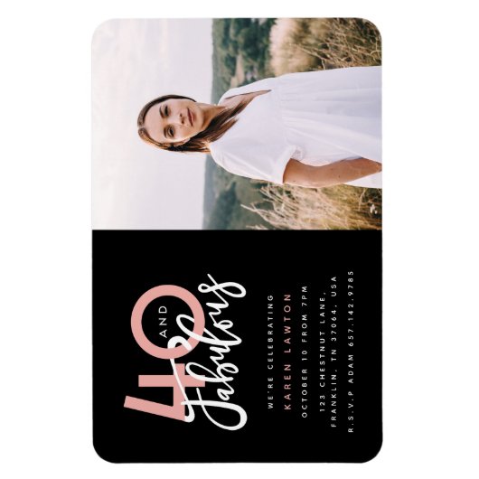 40と素晴らしい誕生日パーティーの写真の招待状ma マグネット (縦)