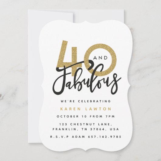 40と素晴らしい誕生日パーティーの招待 招待状 (正面)