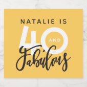 40と素晴らしい誕生日パーティーラベル スパークリングワインラベル (シングルラベル)