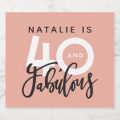 40と素晴らしい誕生日パーティーラベル スパークリングワインラベル (シングルラベル)