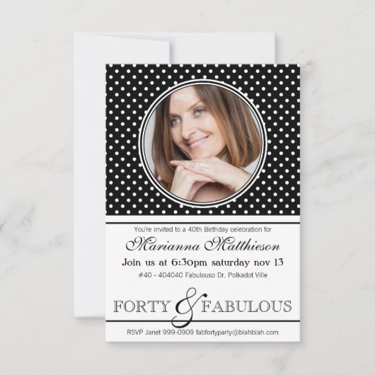 40と素晴らしい誕生日パーティー招待状 招待状 (正面)