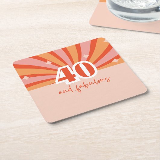 40と素晴らしい誕生日パーティー スクエアペーパーコースター (アングル)