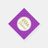 40と素晴らしい誕生日パープルホワイト金ゴールド スタンダードカクテルナプキン (角)