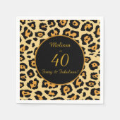 40と素晴らしい誕生日ヒョウ印刷カクテル スタンダードカクテルナプキン (正面)