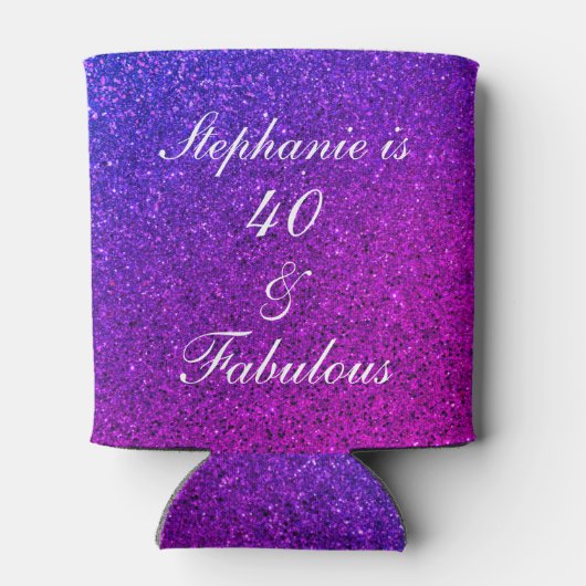 40と素晴らしい誕生日ピンクパープルグリッター グラデーション 缶クーラー (裏面)
