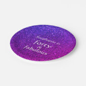 40と素晴らしい誕生日ピンクパープル光輝2021 ペーパープレート (アングル)