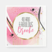 40と素晴らしい誕生日ピンク金ゴールドスパークルブラック スタンダードランチョンナプキン (正面)