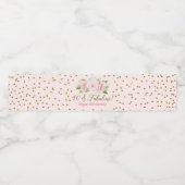 40と素晴らしい誕生日ピンク金ゴールド花 ペットボトルラベル (シングルラベル)