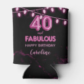 40と素晴らしい誕生日ピンク&ブラックバルーンライト 缶クーラー (裏面)