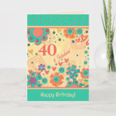 40と素晴らしい誕生日フローラインスピレーションカード カード (正面)