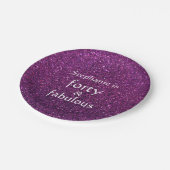 40と素晴らしい誕生日紫の光るパーティー ペーパープレート (アングル)