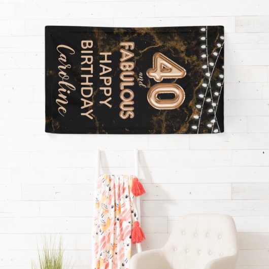 40と素晴らしい金ゴールドとブラック誕生日垂直 横断幕 (インサイチュ)