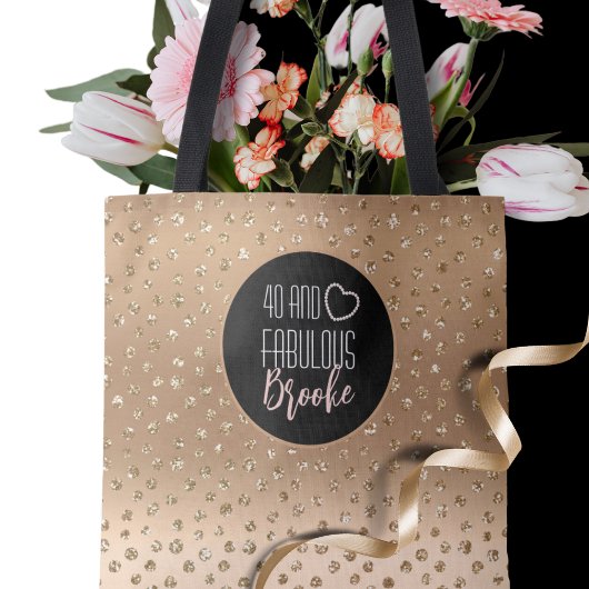 40と素晴らしい金ゴールドグリッタースパークルガーリー40th トートバッグ