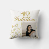 40と素晴らしい金ゴールドグリッター写真40th Birthday クッション (裏面)