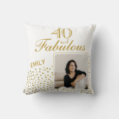 40と素晴らしい金ゴールドグリッター写真40th Birthday クッション (正面)