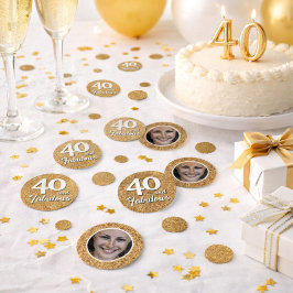 40と素晴らしい金ゴールドグリッター写真40th Birthday コンフェッティ