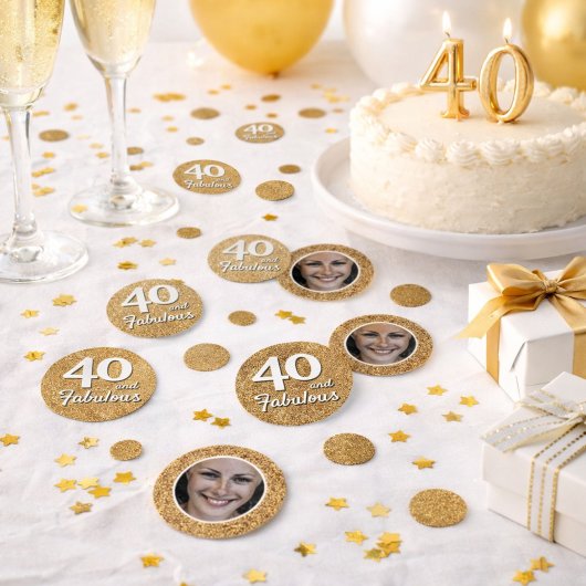 40と素晴らしい金ゴールドグリッター写真40th Birthday コンフェッティ