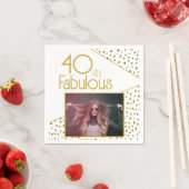 40と素晴らしい金ゴールドグリッター写真40th Birthday スタンダードカクテルナプキン (インサイチュ)