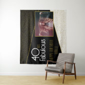 40と素晴らしい金ゴールドグリッター写真40th Birthday タペストリー (インサイチュ)