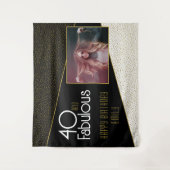 40と素晴らしい金ゴールドグリッター写真40th Birthday タペストリー (正面)