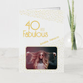 40と素晴らしい金ゴールドグリッター写真40th Birthday 箔グリーティングカード (正面)