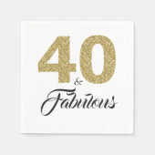 40と素晴らしい金ゴールドグリッター誕生日パーティー スタンダードカクテルナプキン (正面)