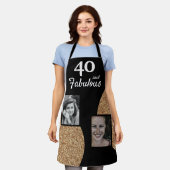 40と素晴らしい金ゴールドグリッター2 Photo 40th Birthday エプロン (着用した状態)