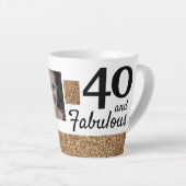 40と素晴らしい金ゴールドグリッター2 Photo 40th Birthday カフェラテマグ (右アングル)