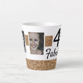 40と素晴らしい金ゴールドグリッター2 Photo 40th Birthday カフェラテマグ (正面)